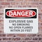 Signmission Explosive Gas No Smoking or Open Flames Within 20 Feet Danger Sign, Plastic, 14in x 10in, 2PK OS-2PACK-DS-P-1014-L-19349 - alternate 5